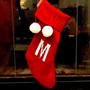 NWT “M” Red Cable Knit Monogram Stocking